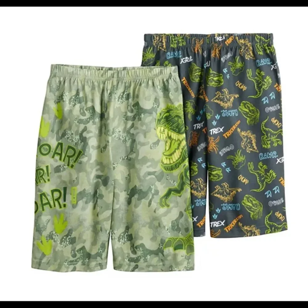UP-LATE Boys 2-Pack All Day Sleep Shorts -Dino Prints